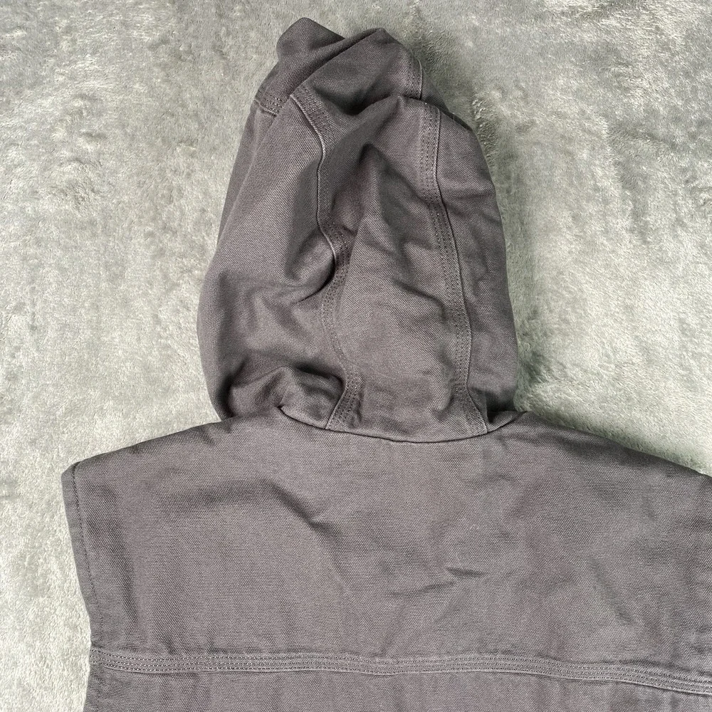 Carhartt Duck Canvas Fleece Lined Vest Mens M Relaxed Fit Gray Hooded 103837 GVL